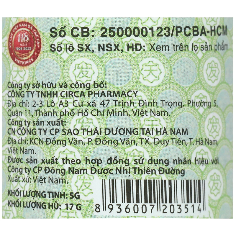 Hũ hít dược liệu Nhị Thiên Đường giúp thông mũi, giải cảm 5g - 7
